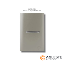 Conjunto Interruptor Simples Horizontal 4x2 - Novara Aço Cromado